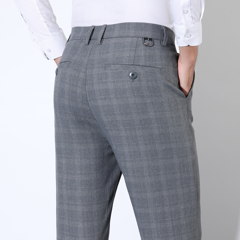 Men'S Grooming For Wedding - Katoenen geruite gestreepte klassieke pakbroek Heren