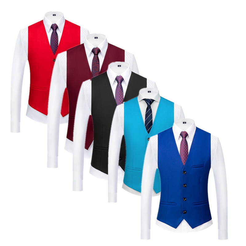 Men Grooming Outfit - Pure Kleur Formeel Pak Vest Zwart
