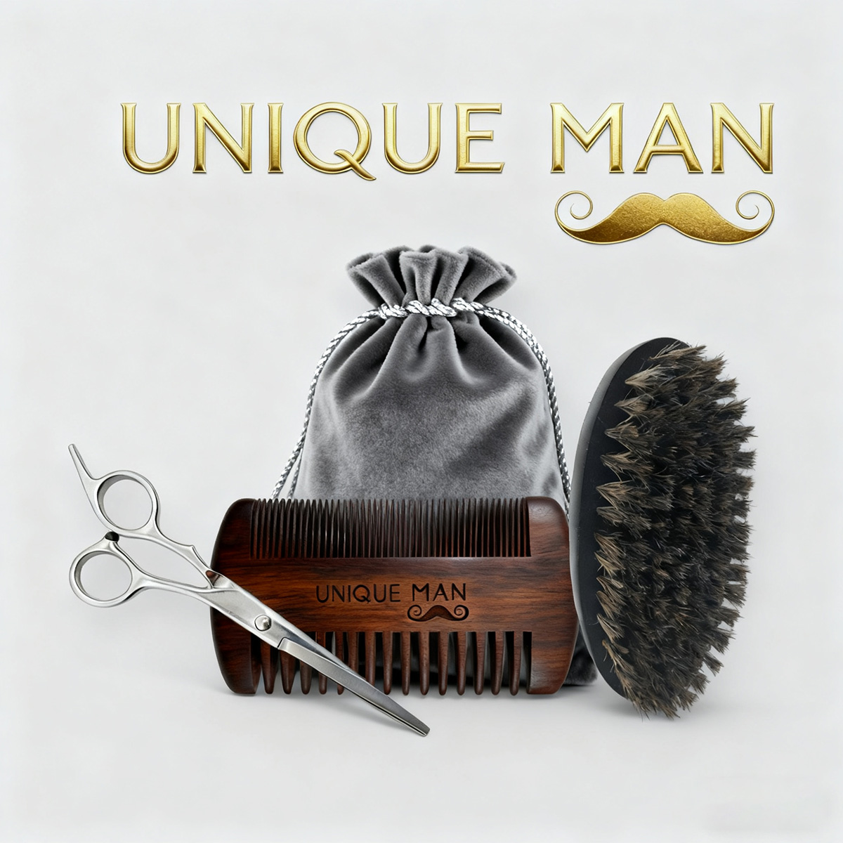 Men Grooming Outfit - UNIQUE MAN baardset voor heren, zwarte