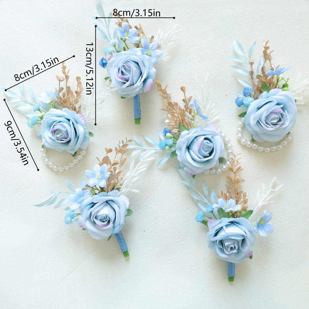 Blauwe pols corsage en boutonn - Men'S Grooming For Wedding recensie en prijs